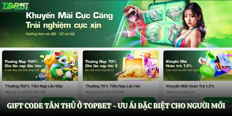 Gift Code Tân Thủ Ở Topbet - Ưu Ái Đặc Biệt Cho Người Mới