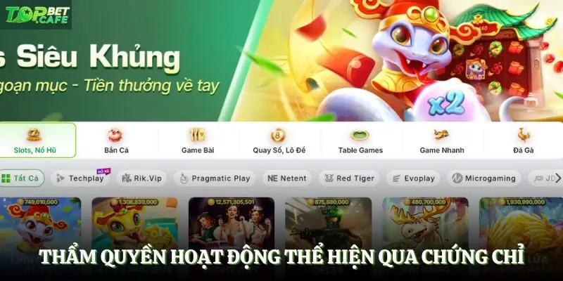 Thẩm quyền hoạt động thể hiện qua chứng chỉ